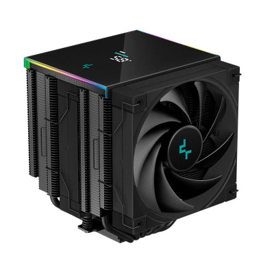 Computer cooling system with RGB lighting on a white background