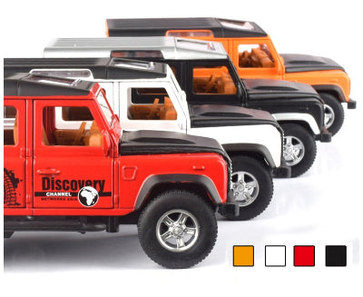 Model cars in red, black, white, and orange on a white background
