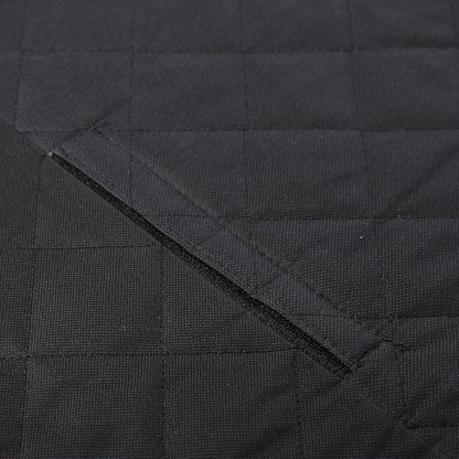 Close-up of black quilted fabric with stitching details of Dog Car Seat Cover