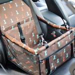 Pet car seat cover with dog pattern on a car seat