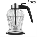 Clear blender pitcher with black handle and base on a white background, labeled '3pcs'.
