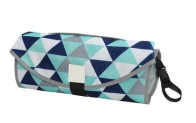 Foldable picnic blanket with geometric pattern on a white background