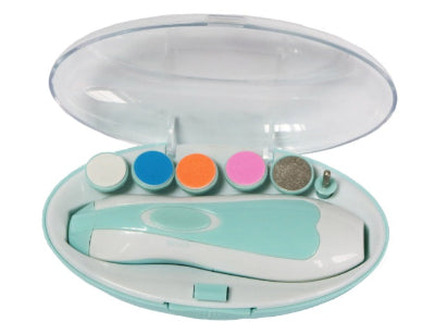 Portable nail polish kit with multiple colors and a lamp on a white background