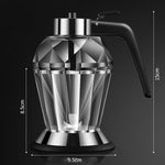 Coffee dripper with dimensions on a dark background