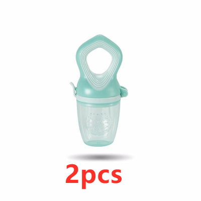 Teal silicone snack pouch with clear compartment on a white background, labeled '2pcs'.