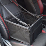 Pet car seat cover with straps installed in a vehicle