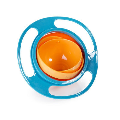 Blue and orange baby bowl on a white background