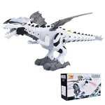 Toy dragon with a white and gray color scheme on a white background, accompanied by its packaging.