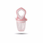 Pink snack pouch with a white interior on a white background