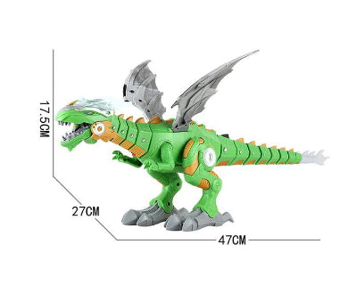 Toy dragon with measurements on a white background