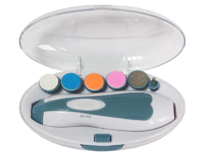 Portable nail polish dryer with colorful buttons on a white background