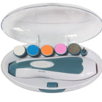 Portable nail polish dryer with colorful buttons on a white background