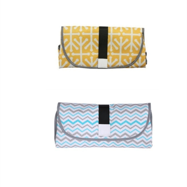 Two folding bags with different patterns on a white background