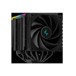 Computer cooling system with digital display on a futuristic cityscape background