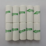 White cylindrical objects with green 'OPEN' labels on a gray background