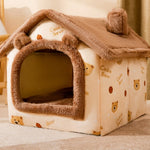 Cute pet house with teddy bear pattern on a soft surface