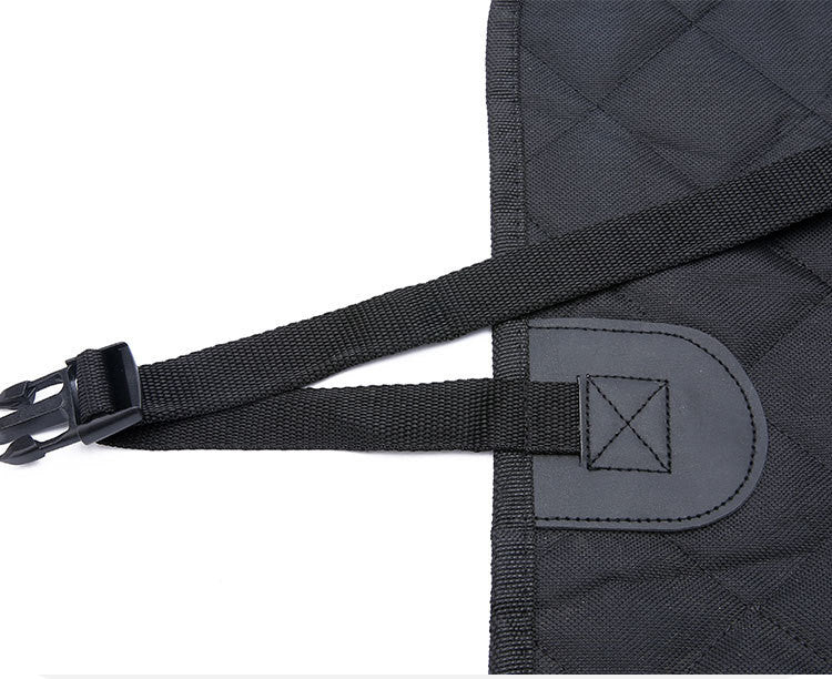 Black Dog Car Seat Cover with a strap and visible brand logo on a white background