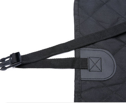 Black Dog Car Seat Cover with a strap and visible brand logo on a white background