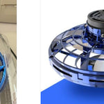 Blue and black handheld fan on a blue background