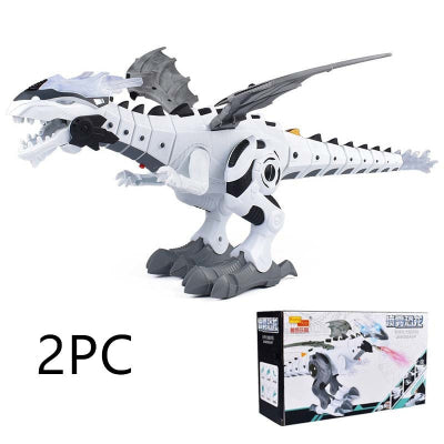 Toy dragon with black and white design and packaging on a white background