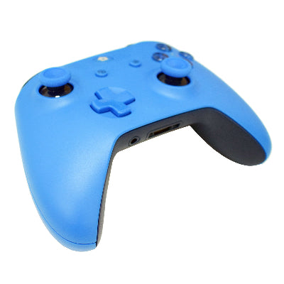 Blue game controller on a white background