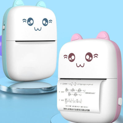 Two cute cartoon-style devices with animal ears on a blue background