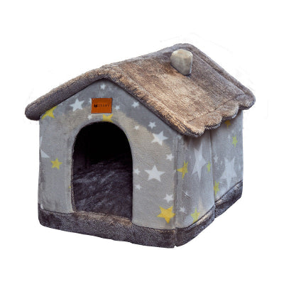 Pet house with star pattern on a white background