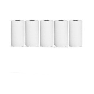 Five white cylindrical objects on a white background