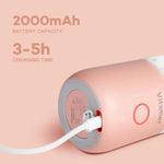 Pink portable charger with 'Vitamer' branding on a light pink background